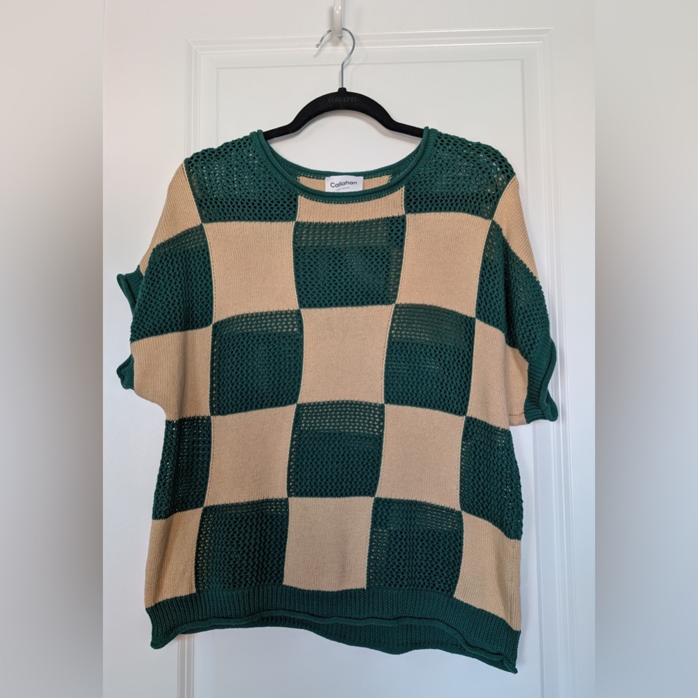 Callahan Knit Maxey Top Square Pattern Fern Size Small